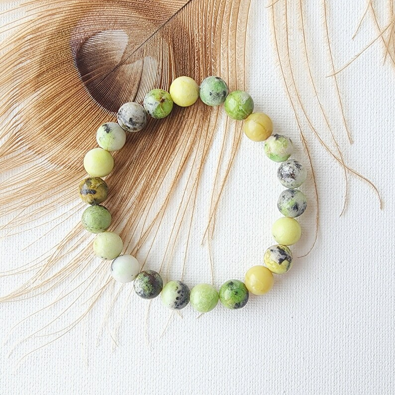 gemstone bracelet made from yellow and green stones