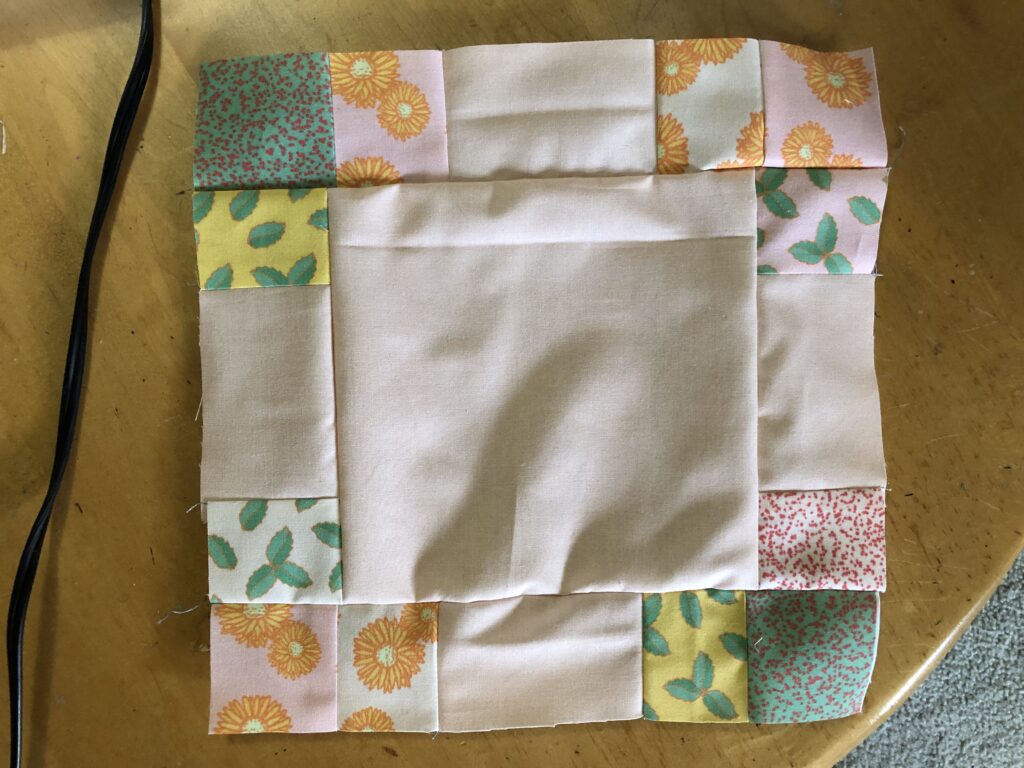 Large square section of the quilt pattern before ironing