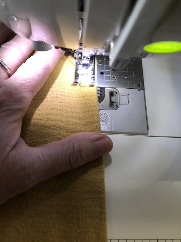 stitching a flannel sheet