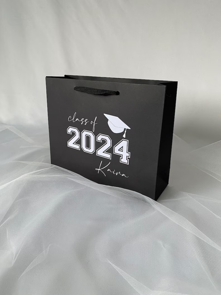 custom gift bag with graduation year and name on it