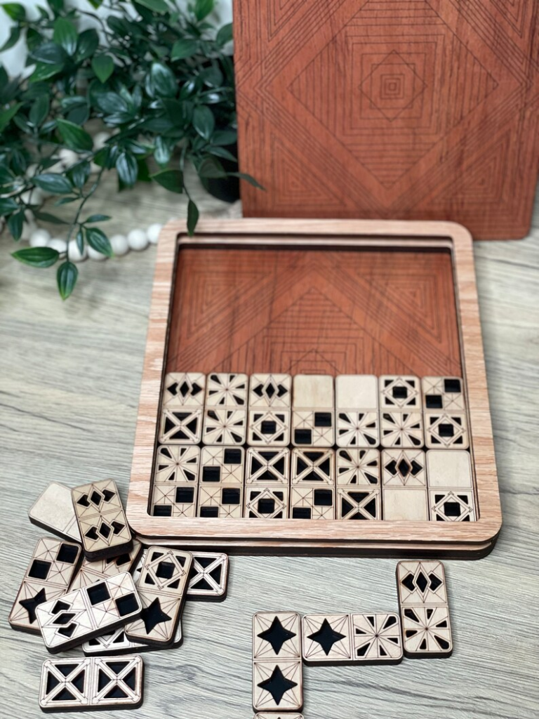 customizable wood domino set