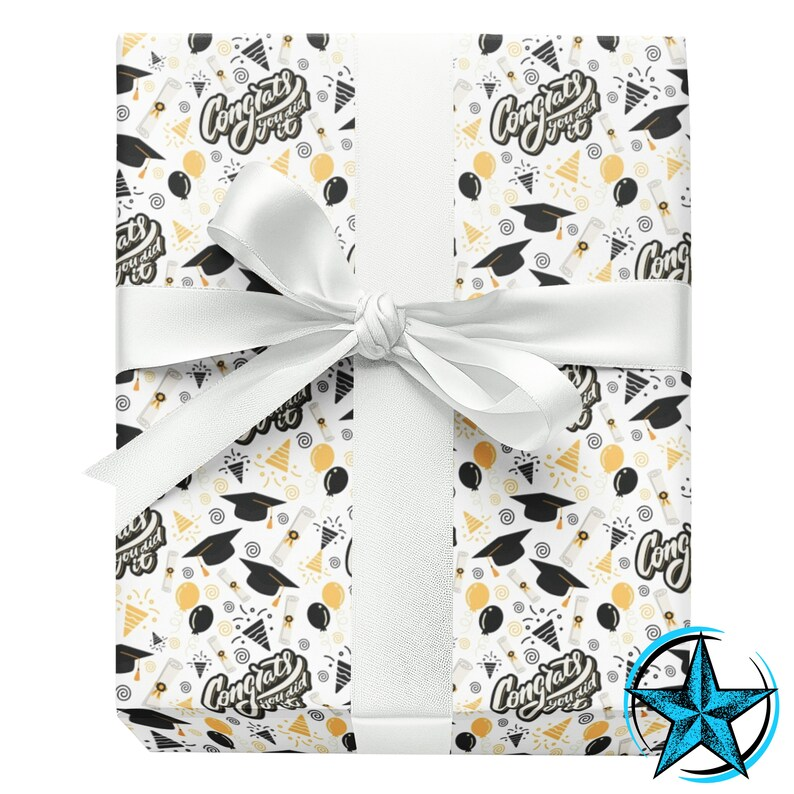graduation themed wrapping paper