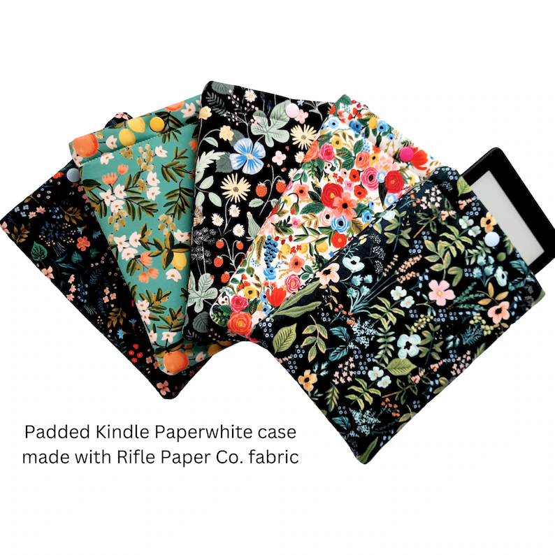 Padded kindle cases in floral patterns