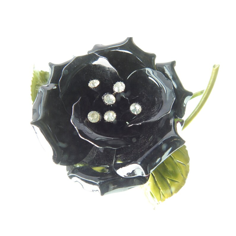 black rose vintage brooch